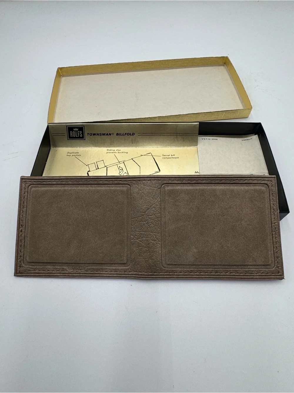 Vintage Rolfs Townsman Brown Leather Wallet NWT NOS In Box Pick Pocket Proof